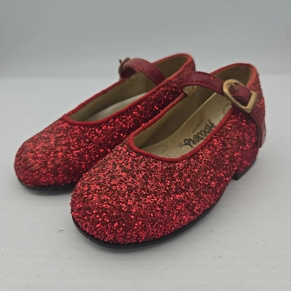 Heart & Flowers Ruby Red Shoes Wizard Of Oz Dorthy‎ Child Size 5